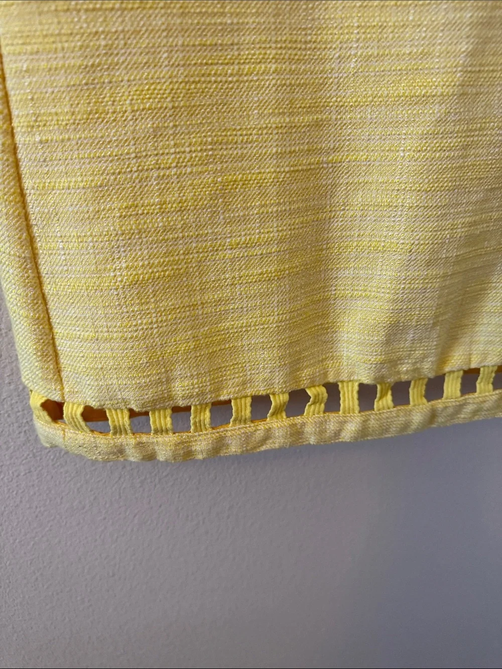 Yellow Tweed Short Sleeve vintage mini dress Size XS with Cutout Trim